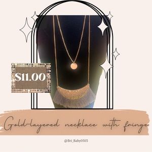 Cute gold-layered fringe necklace (pretty grey-ish blue-ish fringe). Only 1! $11